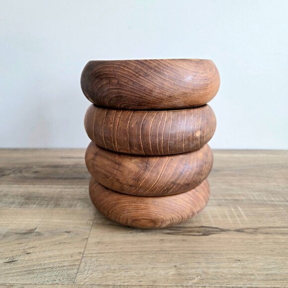 Set of 4 wooden salad bowls. - Picture 4 of 7